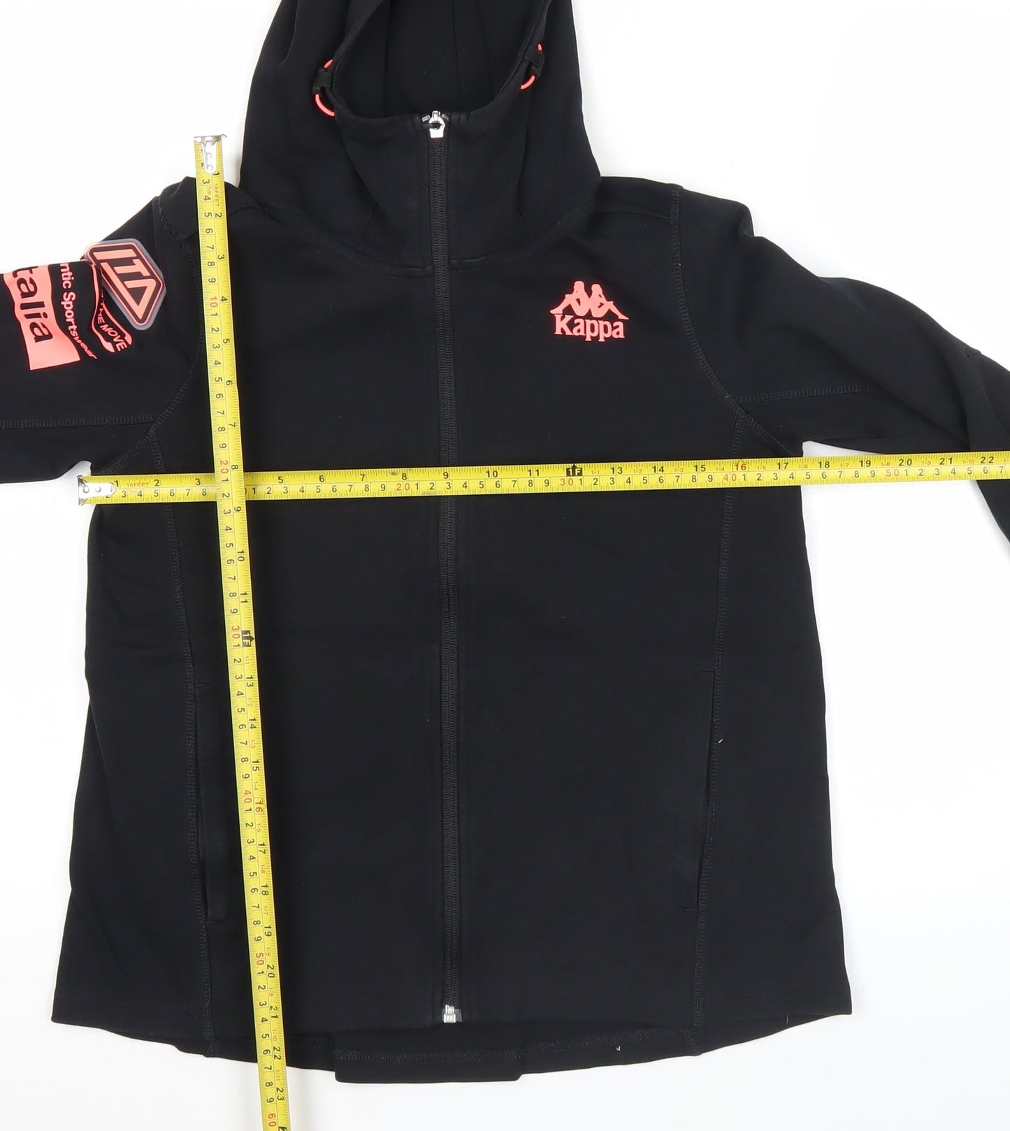 Kappa Womens Black Full Zip Hoodie Sweatshirt Size 12 Logo Sportswear