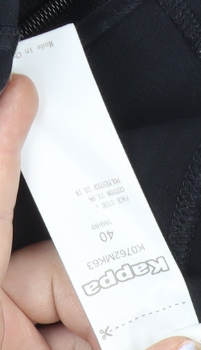 Kappa Womens Black Full Zip Hoodie Sweatshirt Size 12 Logo Sportswear