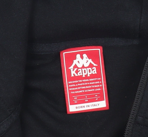 Kappa Womens Black Full Zip Hoodie Sweatshirt Size 12 Logo Sportswear