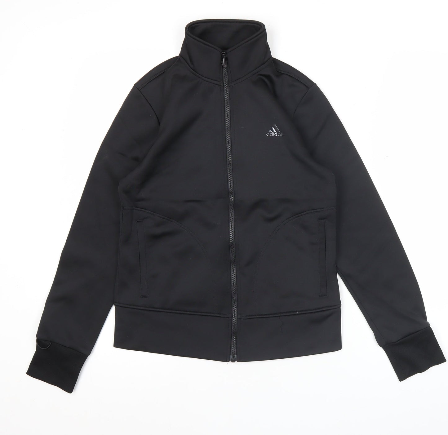 Adidas Women's Black Size 8 Slim Fit Track Jacket Full Zip