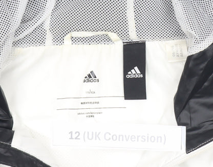 Adidas Womens Black White Size 12 Windbreaker Jacket Hooded