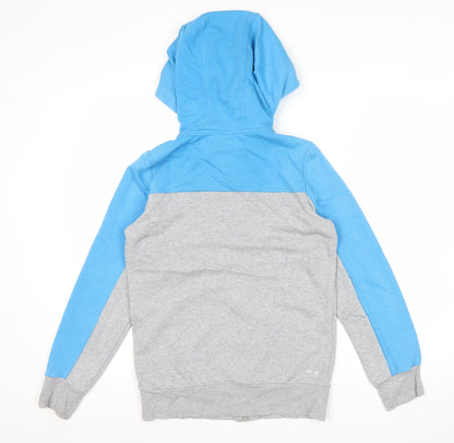 Adidas Womens Grey Blue Full Zip Hoodie Size 8 UK Cotton Blend