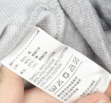 Adidas Womens Grey Blue Full Zip Hoodie Size 8 UK Cotton Blend