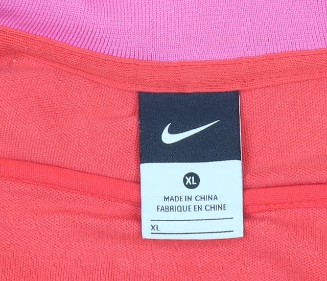 Nike Womens Red Track Jacket XL Full Zip Athleisure Activewear