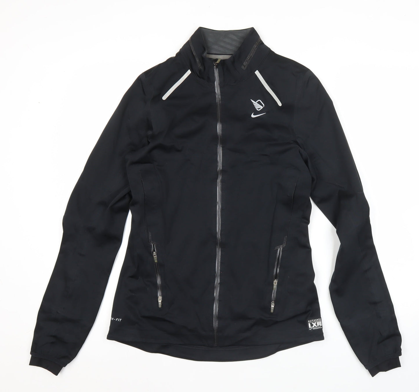 Nike Women Black M Storm-Fit Running Track Jacket Slim Fit