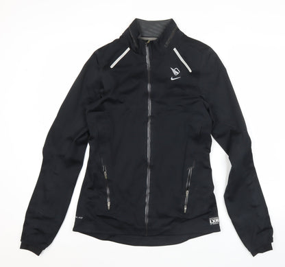 Nike Women Black M Storm-Fit Running Track Jacket Slim Fit