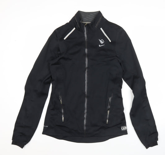 Nike Women Black M Storm-Fit Running Track Jacket Slim Fit