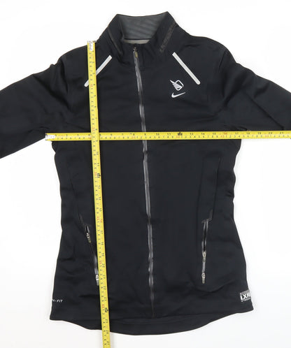 Nike Women Black M Storm-Fit Running Track Jacket Slim Fit