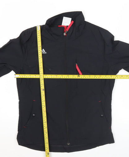 Adidas Womens Black Size 8 Windbreaker Jacket Hooded Lightweight
