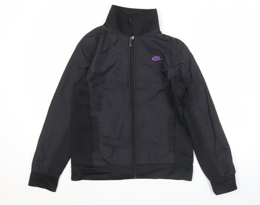 Nike Womens Black Size 12 Track Jacket Full Zip Polyester Sportswear