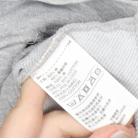 Adidas Women Grey Full Zip Hoodie Size 10 Regular Fit Logo Sportswear