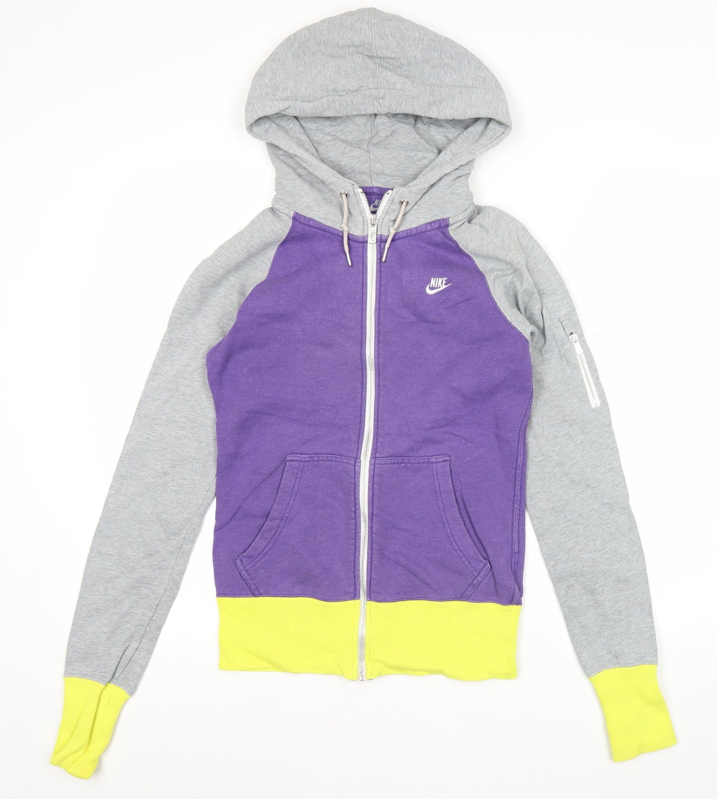 Nike Womens Purple Grey Full Zip Hoodie Size S Organic Cotton