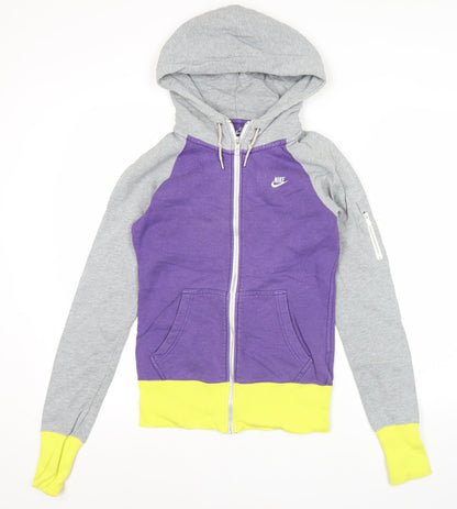 Nike Womens Purple Grey Full Zip Hoodie Size S Organic Cotton