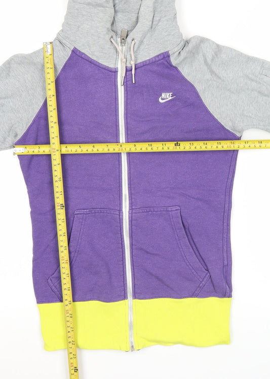 Nike Womens Purple Grey Full Zip Hoodie Size S Organic Cotton