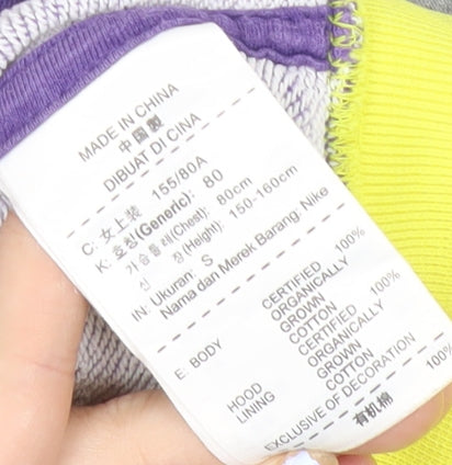 Nike Womens Purple Grey Full Zip Hoodie Size S Organic Cotton