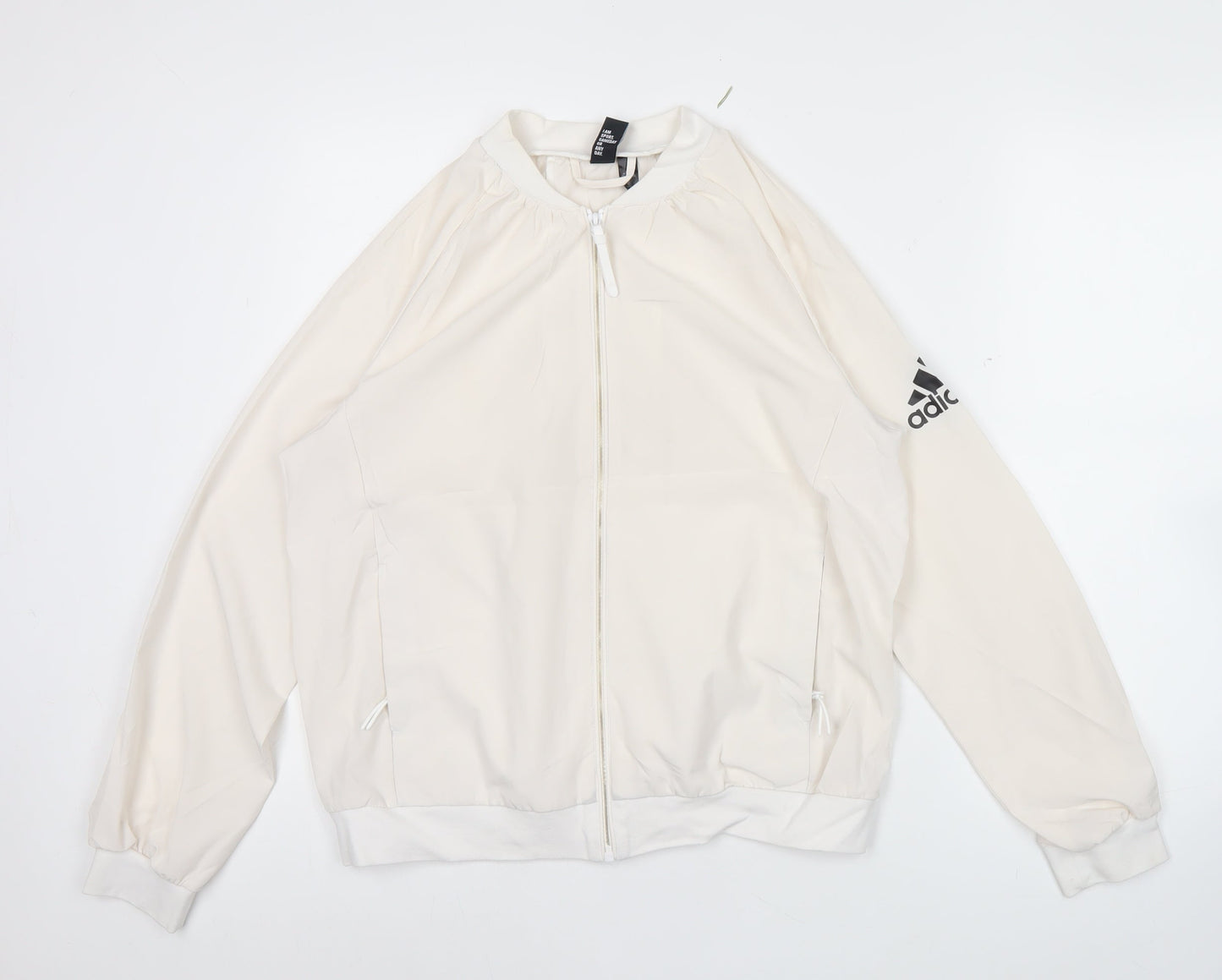 Adidas Womens Ivory Track Jacket Size 14 Full Zip Lightweight Sports