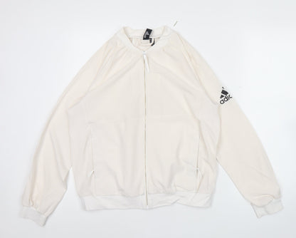 Adidas Womens Ivory Track Jacket Size 14 Full Zip Lightweight Sports