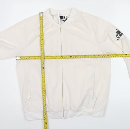 Adidas Womens Ivory Track Jacket Size 14 Full Zip Lightweight Sports