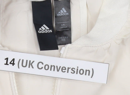 Adidas Womens Ivory Track Jacket Size 14 Full Zip Lightweight Sports