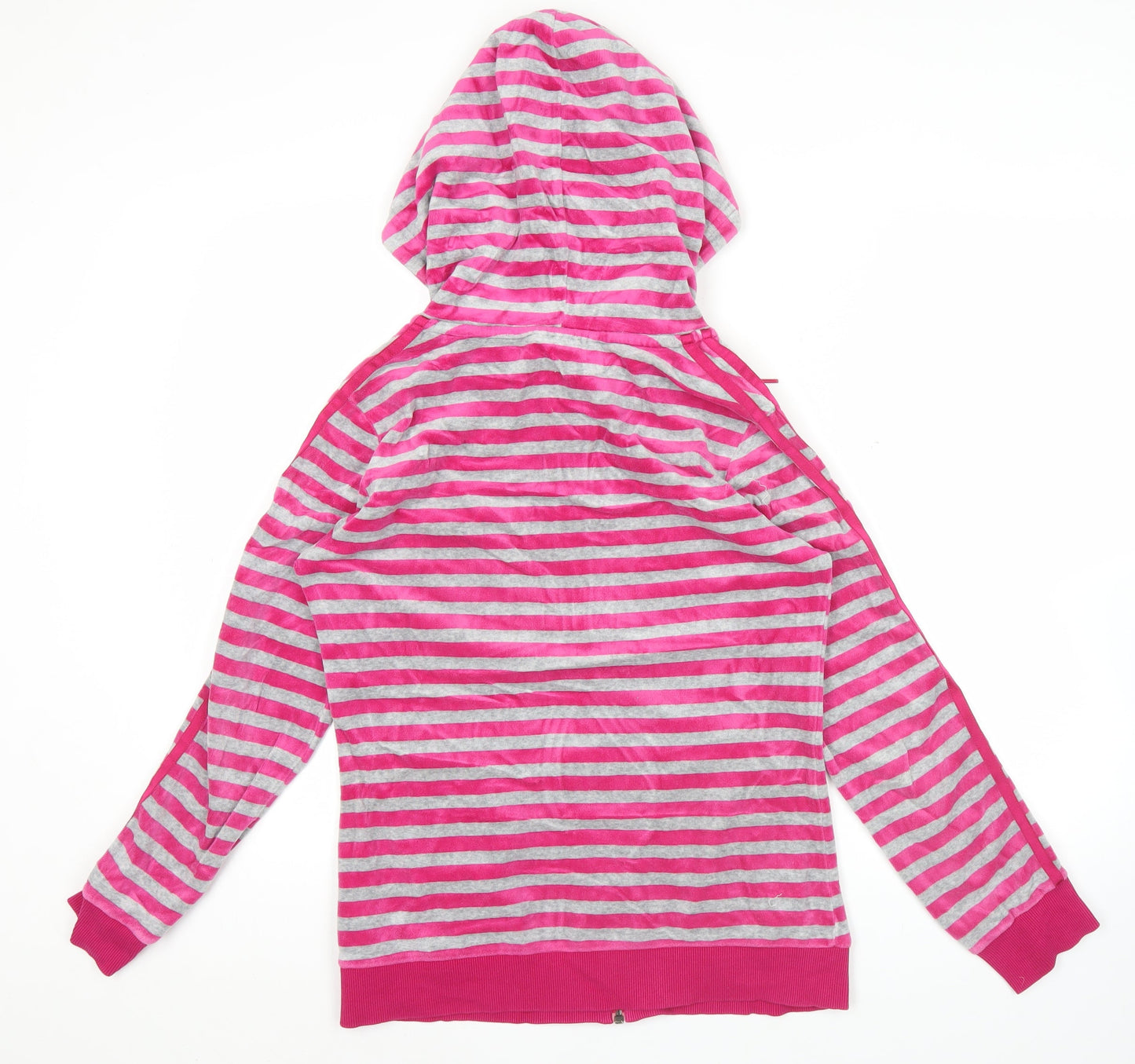 Adidas Women’s Pink Grey Striped Full Zip Hoodie UK 12