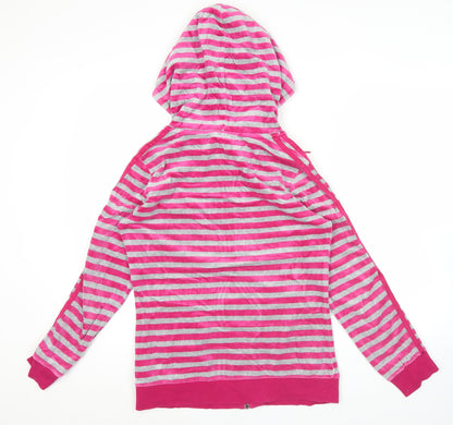 Adidas Women’s Pink Grey Striped Full Zip Hoodie UK 12