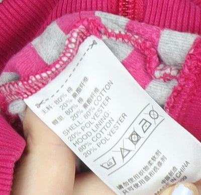 Adidas Women’s Pink Grey Striped Full Zip Hoodie UK 12