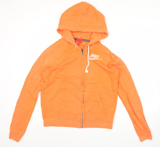 Nike Womens Orange Full Zip Hoodie L Sportswear Cotton Blend