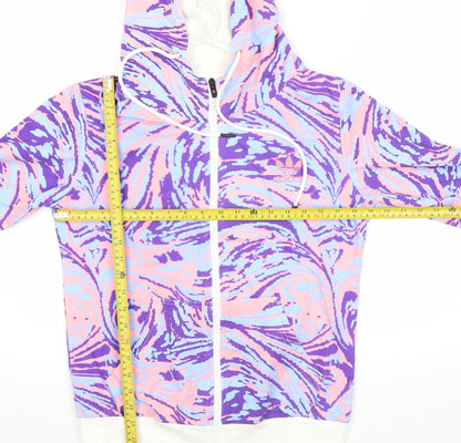Adidas Womens Pink Purple Blue Full Zip Hoodie L Colourful Print