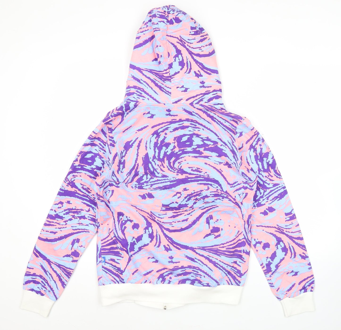 Adidas Womens Pink Purple Blue Full Zip Hoodie L Colourful Print