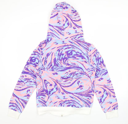 Adidas Womens Pink Purple Blue Full Zip Hoodie L Colourful Print