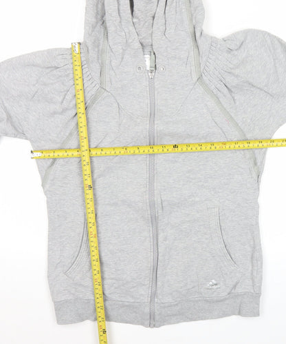 Adidas Womens Grey Full Zip Hoodie Size 10 UK Cotton Blend
