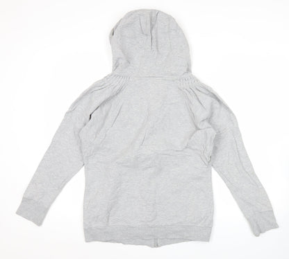 Adidas Womens Grey Full Zip Hoodie Size 10 UK Cotton Blend