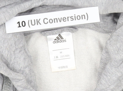 Adidas Womens Grey Full Zip Hoodie Size 10 UK Cotton Blend