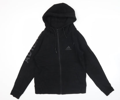 Adidas Womens Black Full Zip Hoodie Size M Logo Print Hoodie