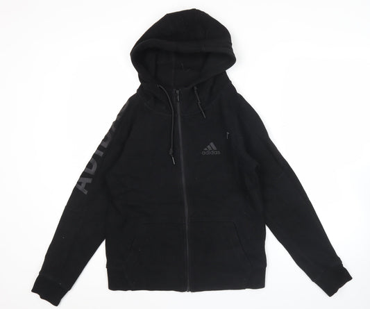 Adidas Womens Black Full Zip Hoodie Size M Logo Print Hoodie