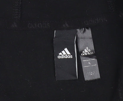Adidas Womens Black Full Zip Hoodie Size M Logo Print Hoodie