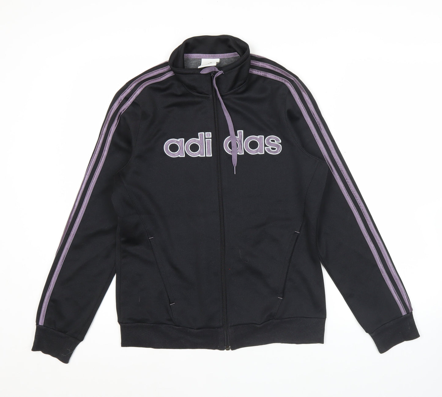 Adidas Womens Black Size 12 Track Jacket Full Zip Sports Top