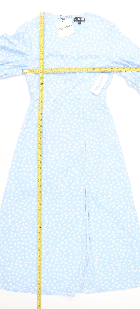 Girl In Mind Women’s Blue Polka Dot Midi A-Line Dress Size 8