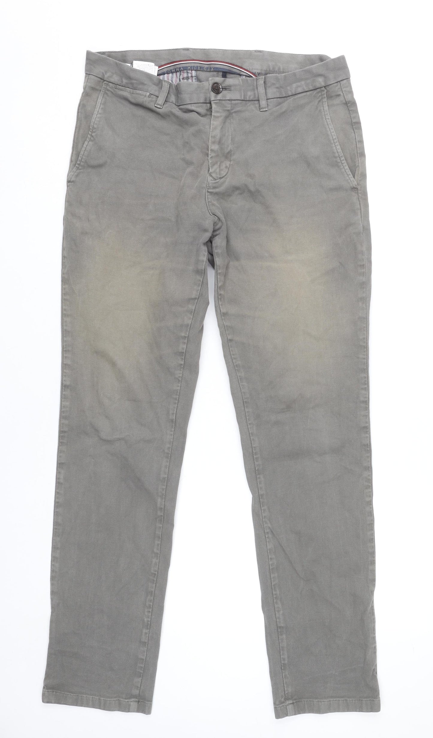 Tommy Hilfiger Men's Grey Chino Trousers Size 32W 30L Straight Fit