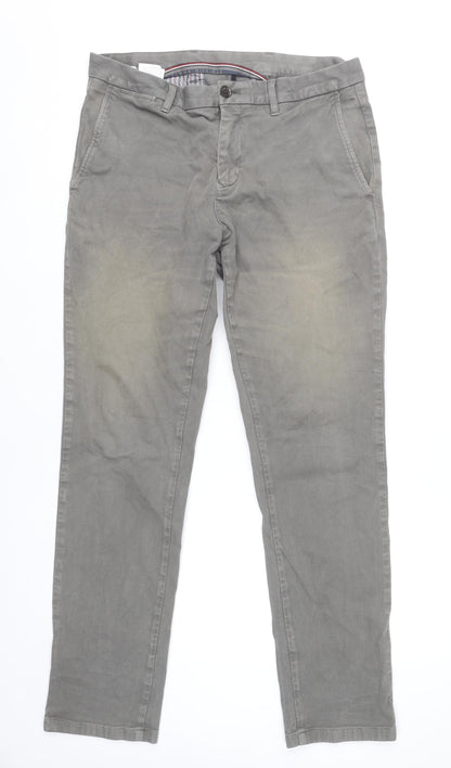 Tommy Hilfiger Men's Grey Chino Trousers Size 32W 30L Straight Fit