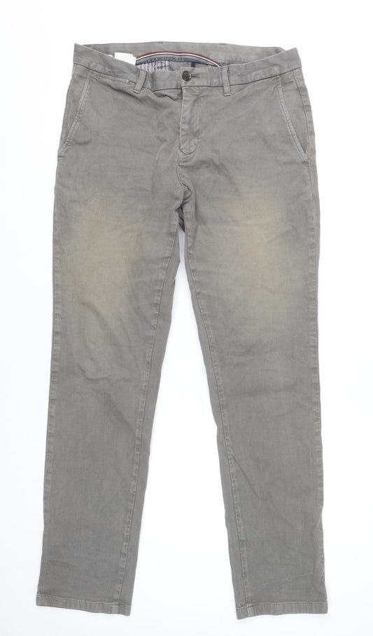 Tommy Hilfiger Men's Grey Chino Trousers Size 32W 30L Straight Fit