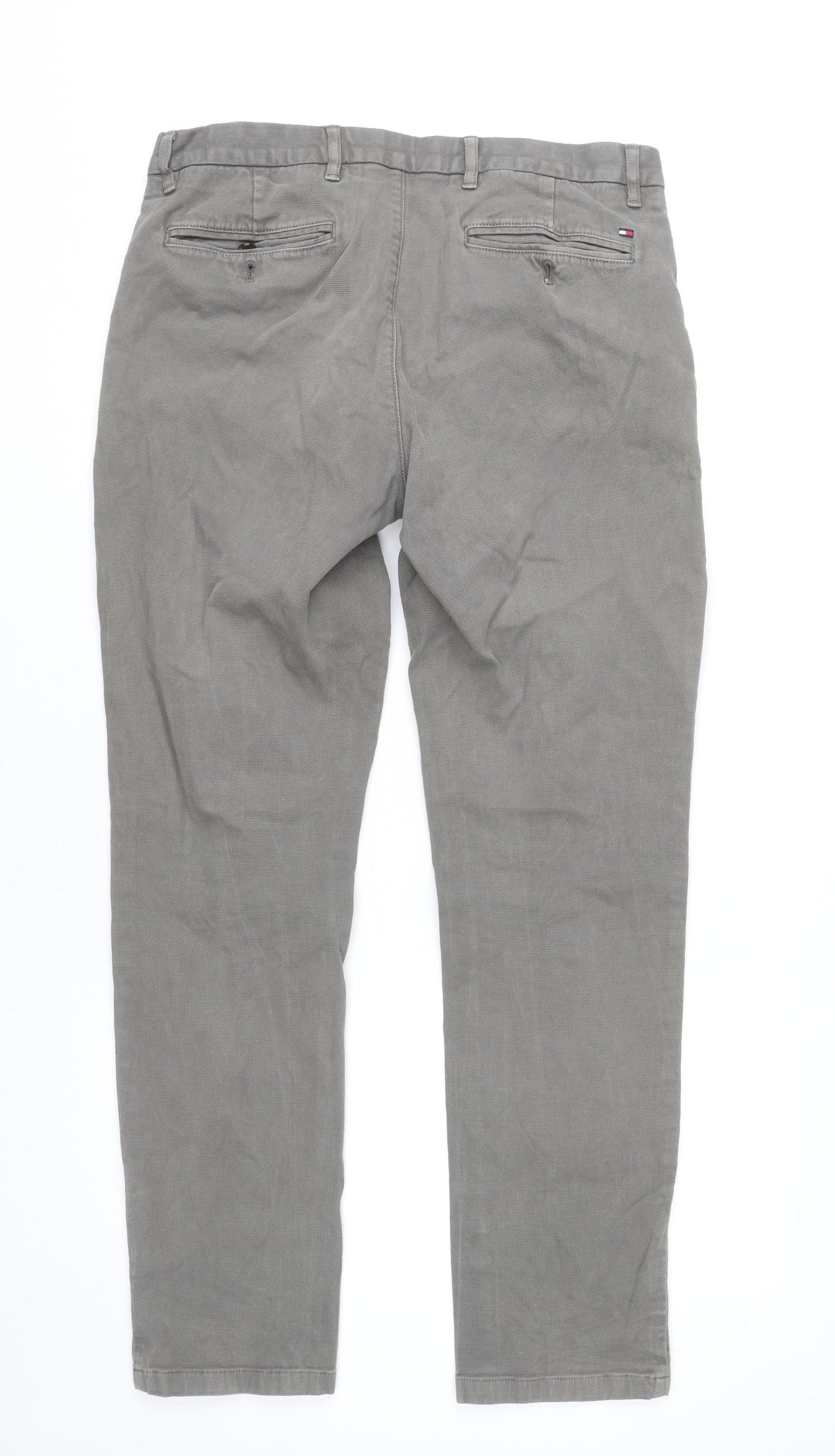 Tommy Hilfiger Men's Grey Chino Trousers Size 32W 30L Straight Fit