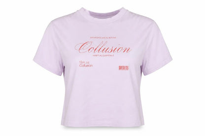 Collusion Women's Purple Cropped T-Shirt Size 8 Short Sleeve Cotton