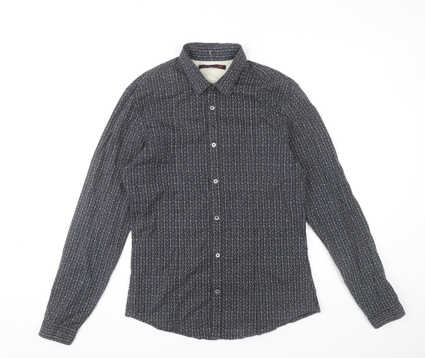Levi Strauss Men's Blue Geometric Slim Fit Button-Up Shirt L