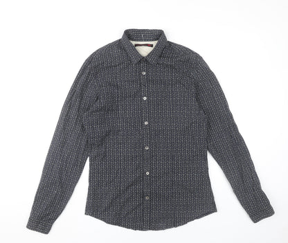 Levi Strauss Men's Blue Geometric Slim Fit Button-Up Shirt L