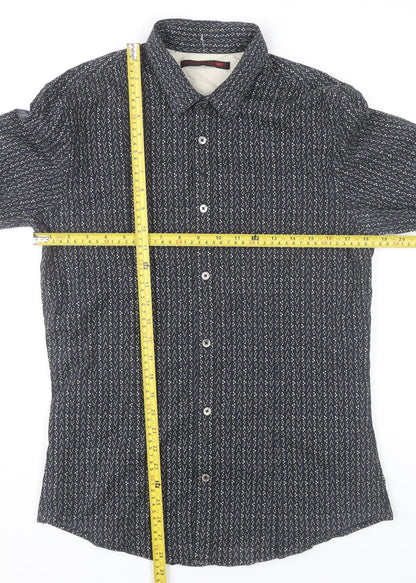 Levi Strauss Men's Blue Geometric Slim Fit Button-Up Shirt L
