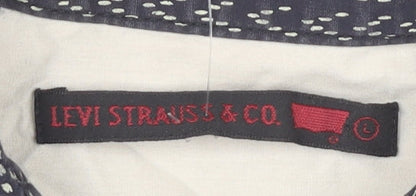 Levi Strauss Men's Blue Geometric Slim Fit Button-Up Shirt L