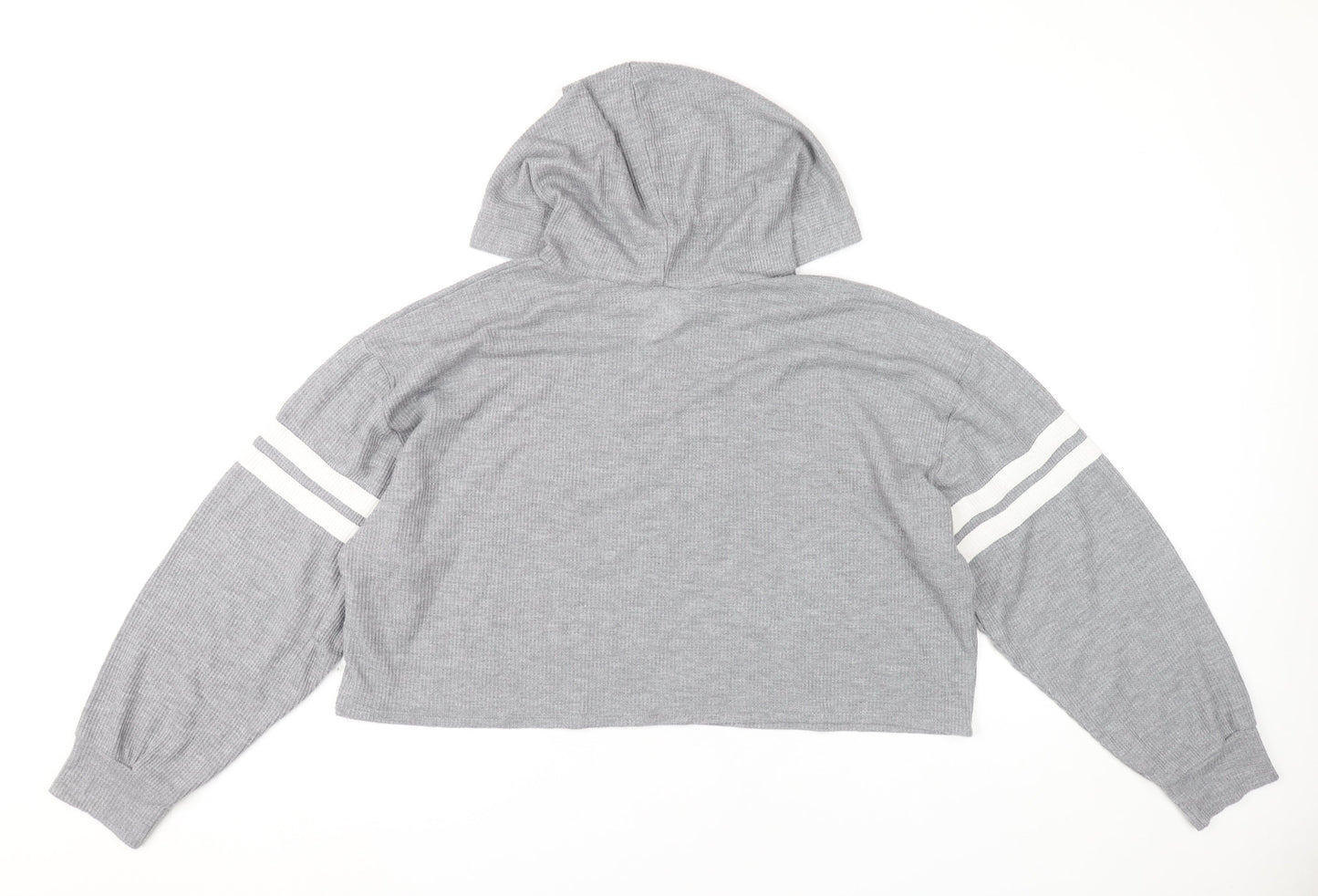 Hollister Women’s Grey Logo Pullover Hoodie L Long Sleeve Knit