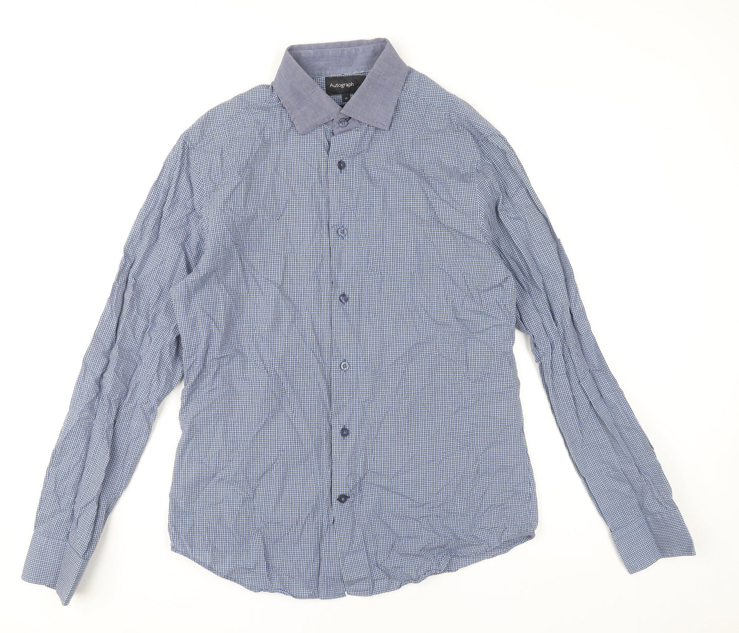 Mens UK Collar Size M Marks and Spencer Smart Blue  Dress Shirt