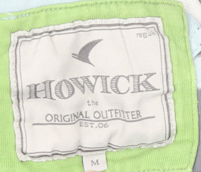 Howick Men's Grey Striped Cotton Polo Shirt Size M Short Sleeve